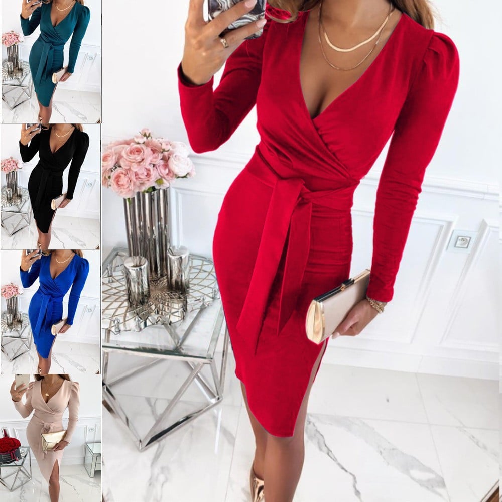 Caitlyn - Abito Midi con Scollatura a V e Spalline Regolabili