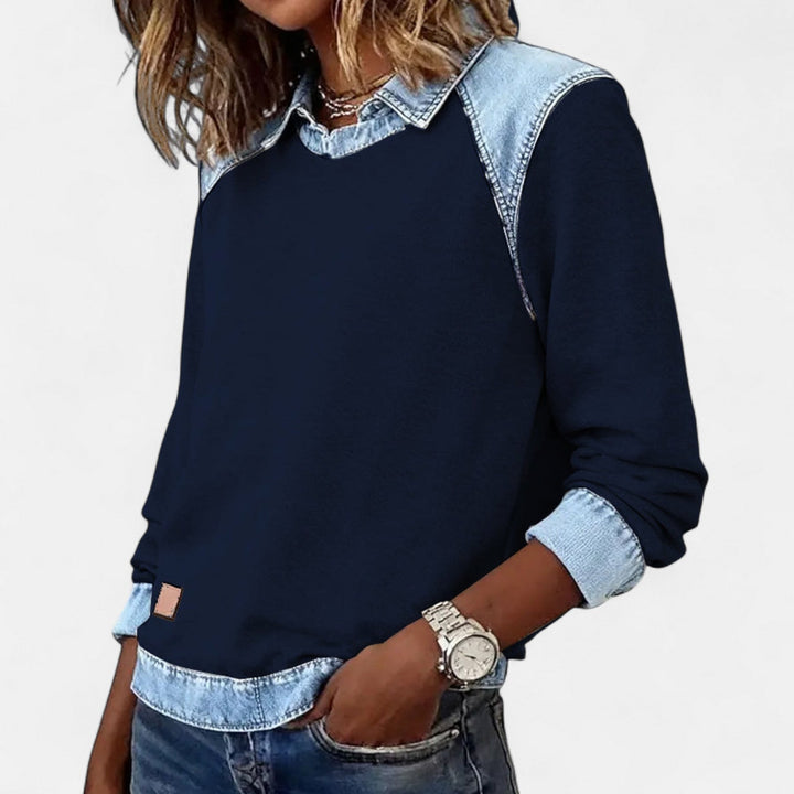 Bianca | Blusa Lunga alla Moda con Dettagli in Denim