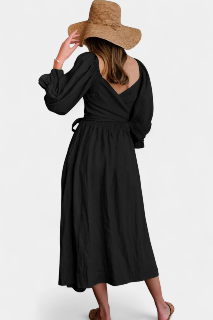 Petra Vestito Midi a Due Livelli con Corpo Arricciato