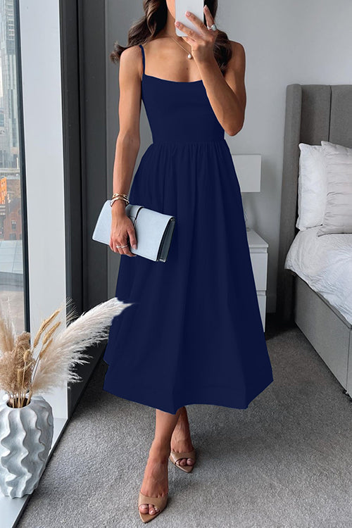 Vina - Elegante Abito Midi A-Line con Spalline