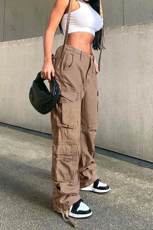 Sofia™ | Pantaloni cargo in denim a vita alta