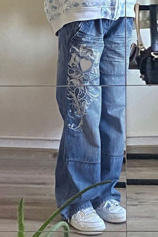 Sofia™ | Pantaloni cargo in denim a vita alta