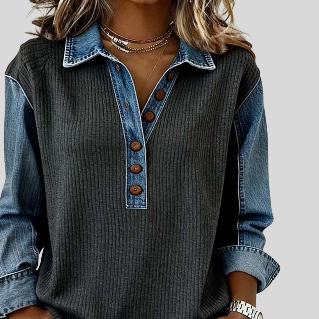 Giulia | Felpa Pullover con Cuciture a Contrasto