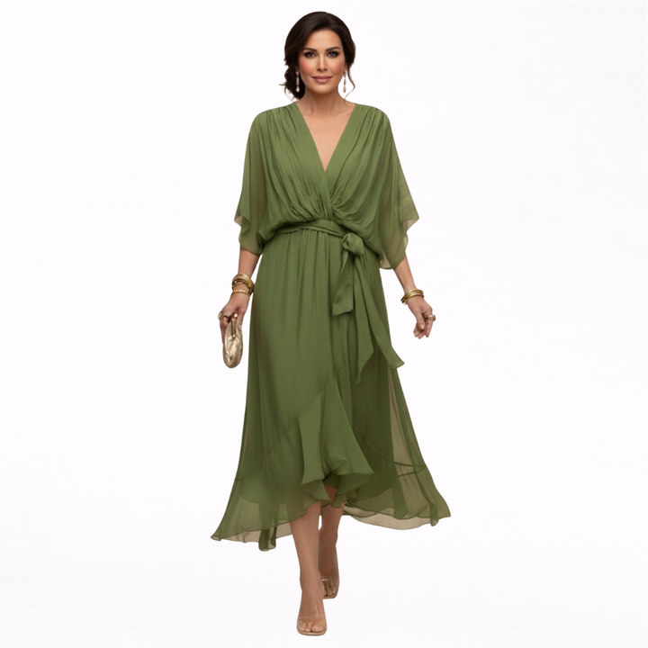 Monica - Vestito in chiffon con scollo a V