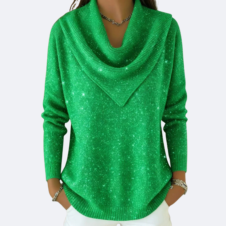 AURORA - Maglione Brillante Con Collo Drappeggiato