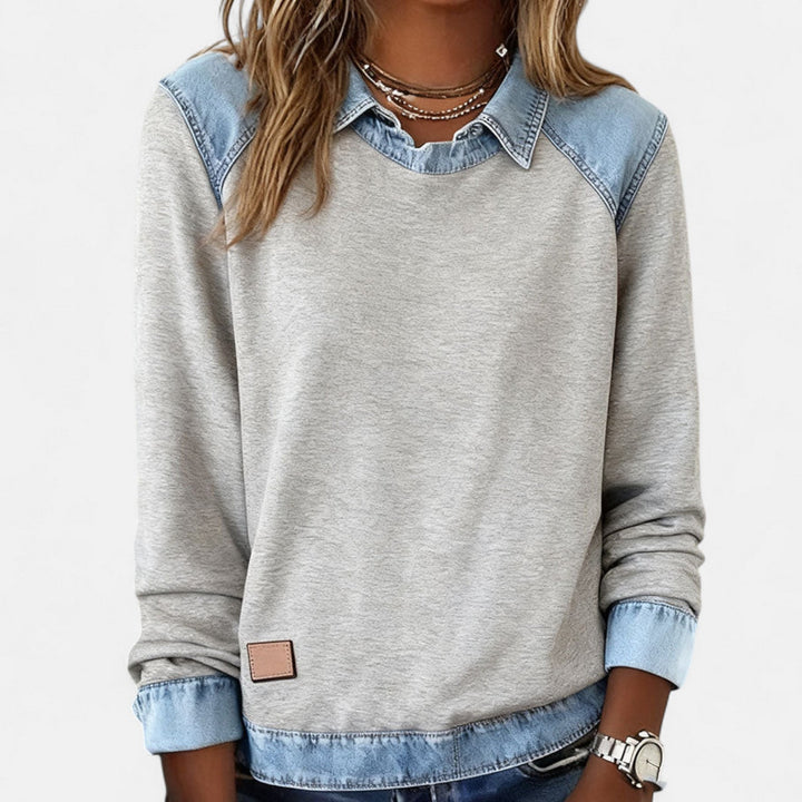 Bianca | Blusa Lunga alla Moda con Dettagli in Denim