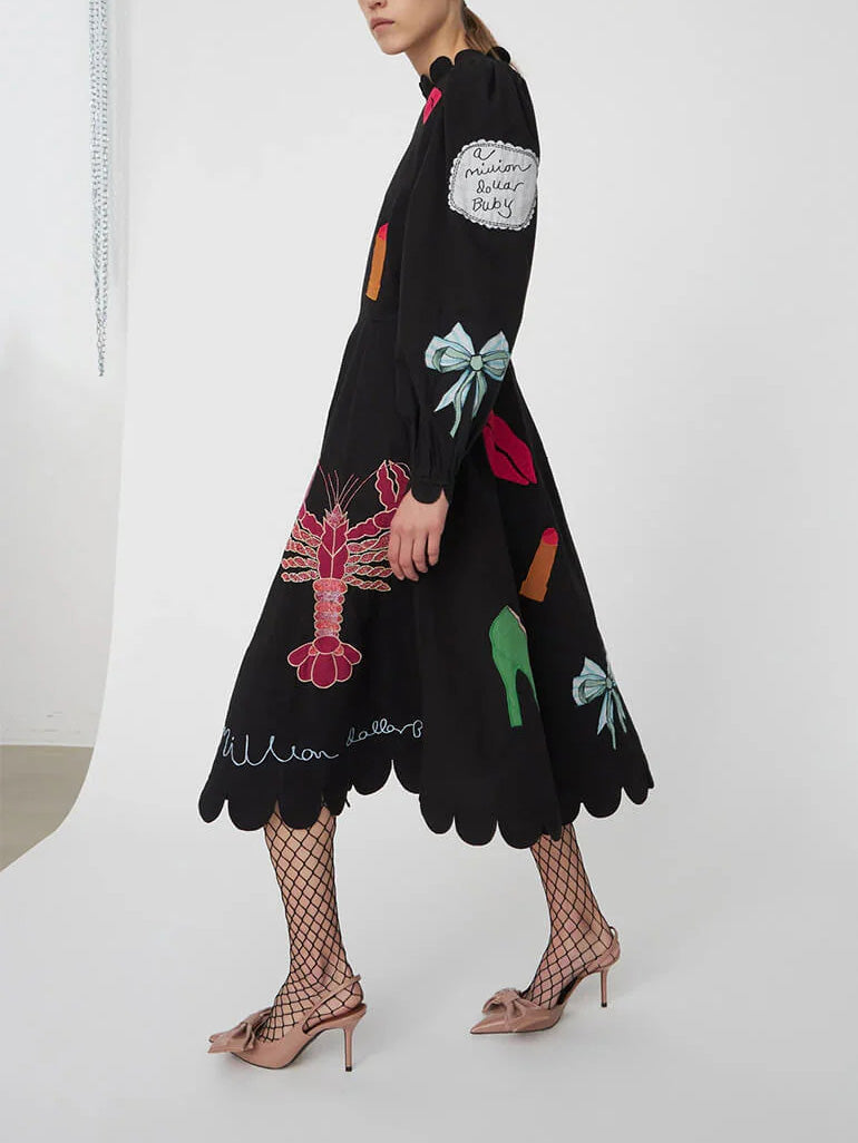 Sofia™ | Midi Scallop Crustacea Dress
