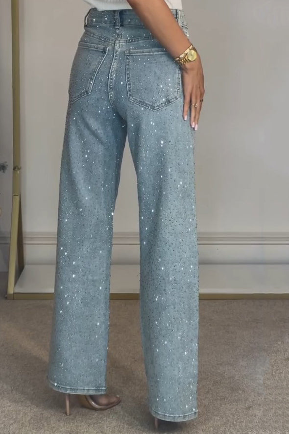 Sofia™ | Pantaloni cargo in denim a vita alta