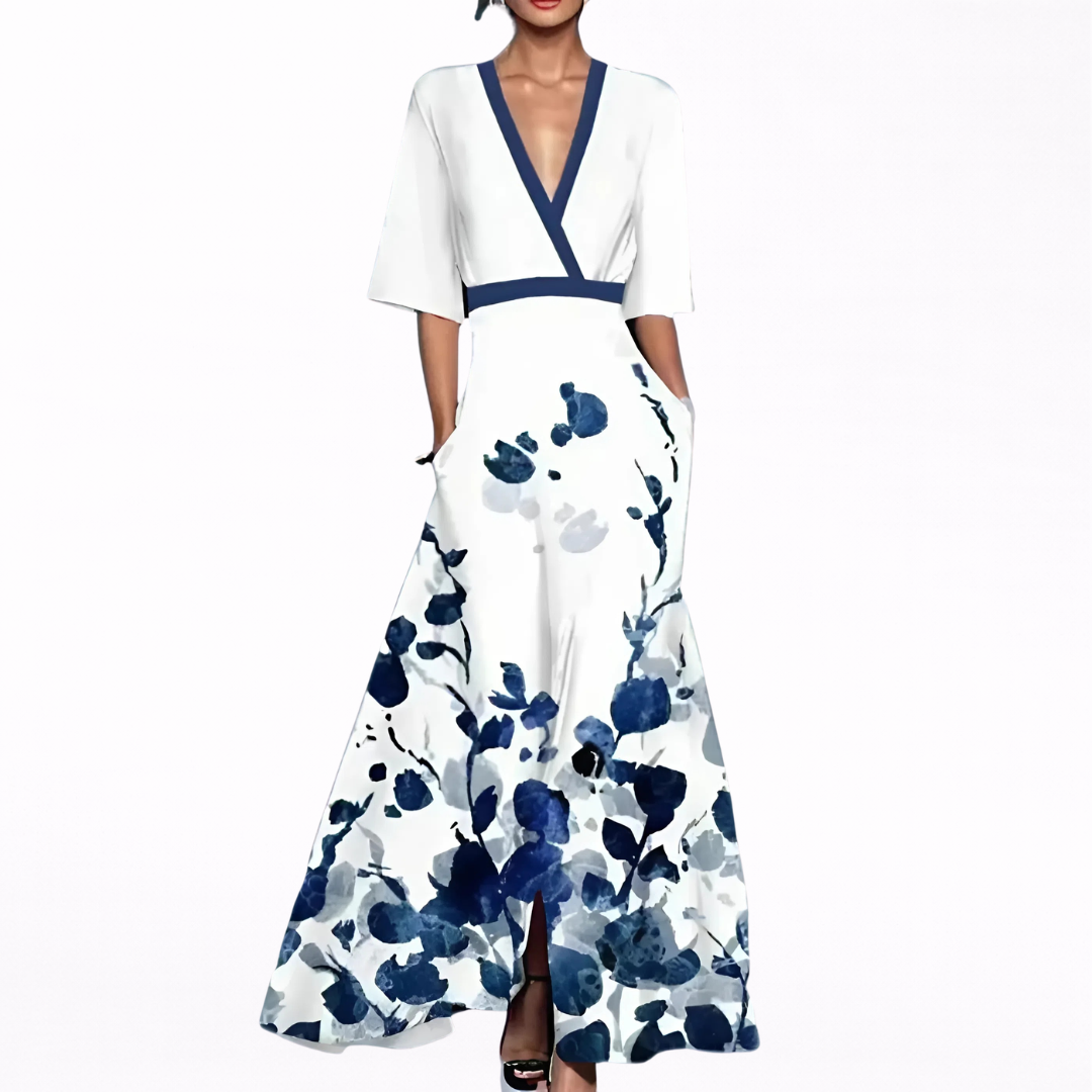 Valentina - Abito Maxi Elegante con Scollo Profondo