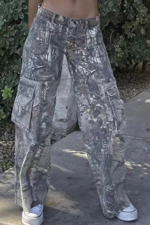 Sofia™ | Pantaloni cargo in denim a vita alta