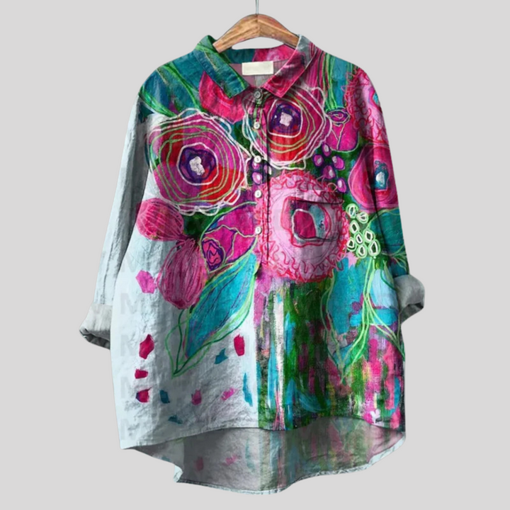 Luiza - Camicia Floreale Realizzata a Mano