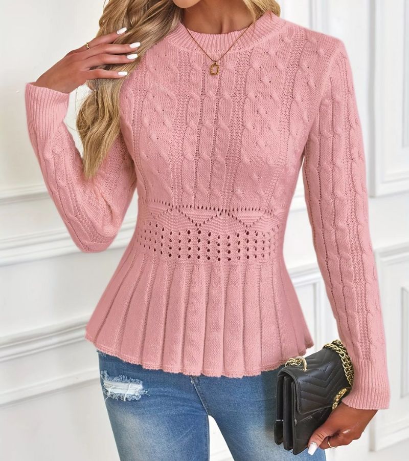 Ornella | Maglione a maglia spessa con orlo a peplum