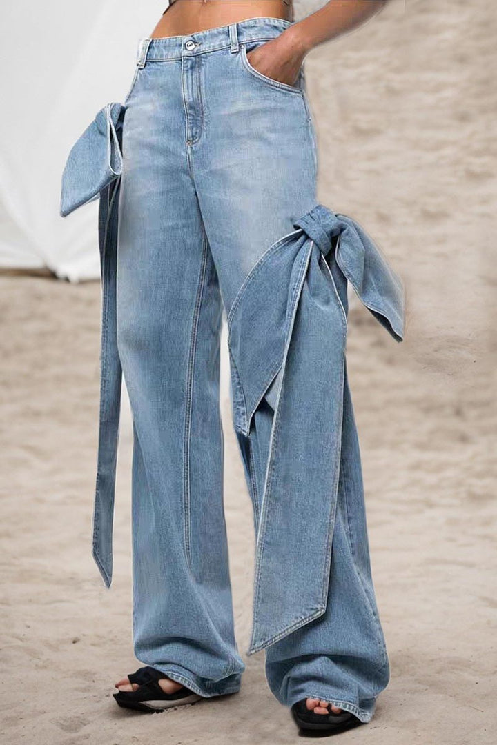 Sofia™ | Pantaloni cargo in denim a vita alta