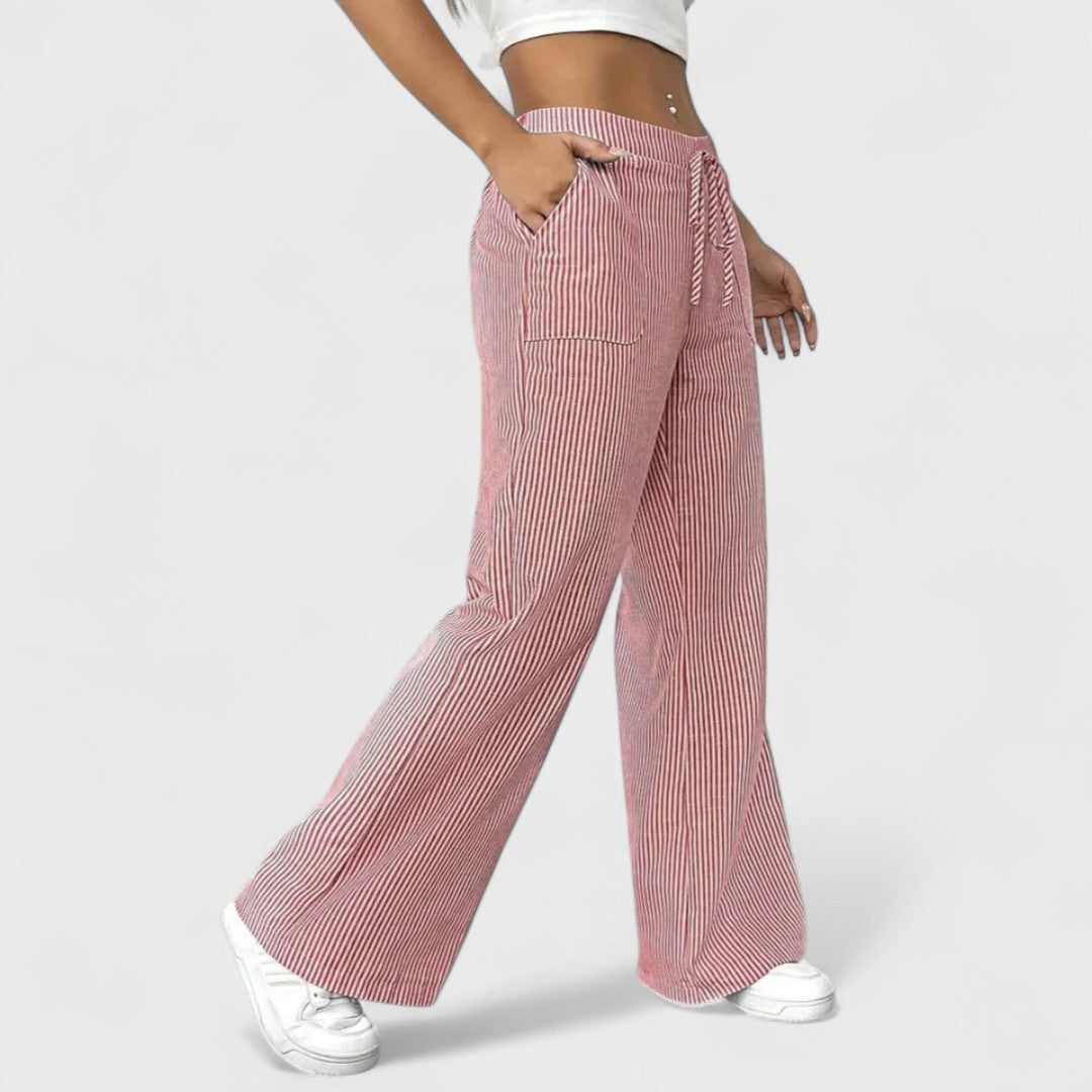 Dominique - Comodi pantaloni larghi con dettagli eleganti
