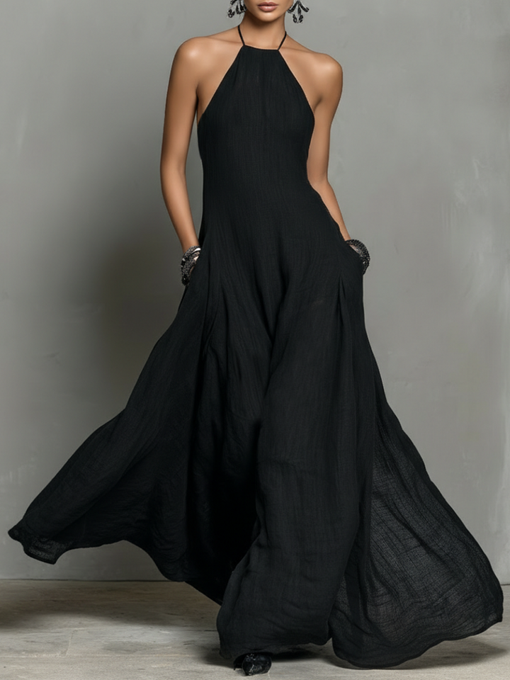 Abito Maxy Senza Maniche in Lino Minimalista da Donna MDZ2210A0Y