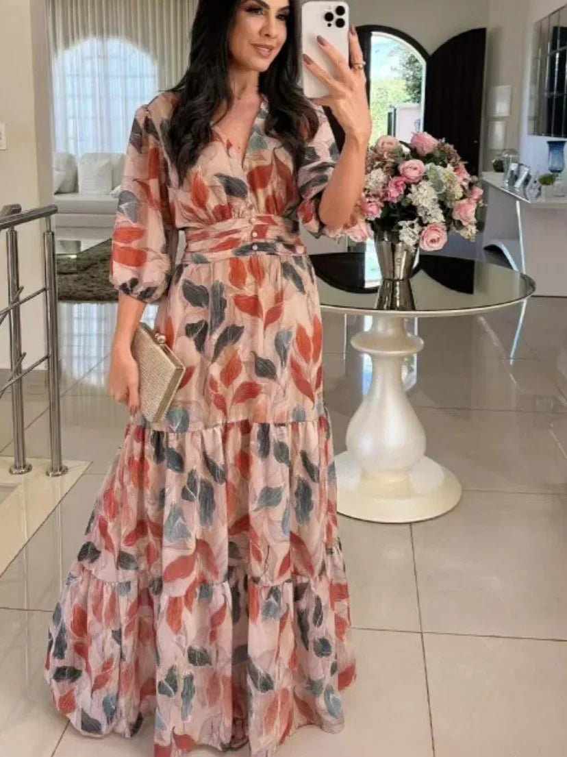 CLAUDIA | Abito Lungo Floreale con Vestibilità Comoda per Giornate Eleganti
