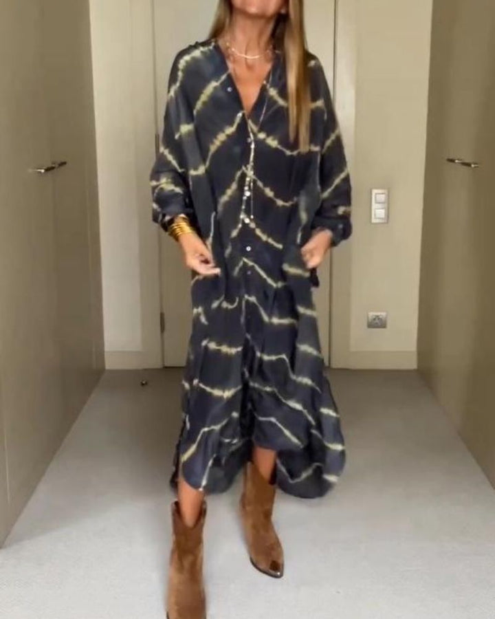 BOMEA - Abito a maniche lunghe a righe Boho