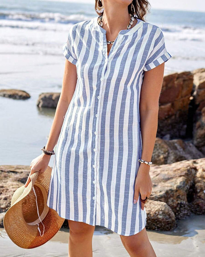 Martine™ | Elegante abito camicia a righe