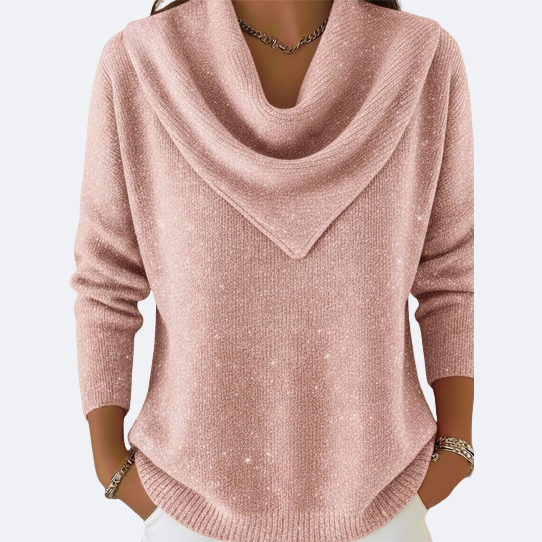 AURORA - Maglione Brillante Con Collo Drappeggiato