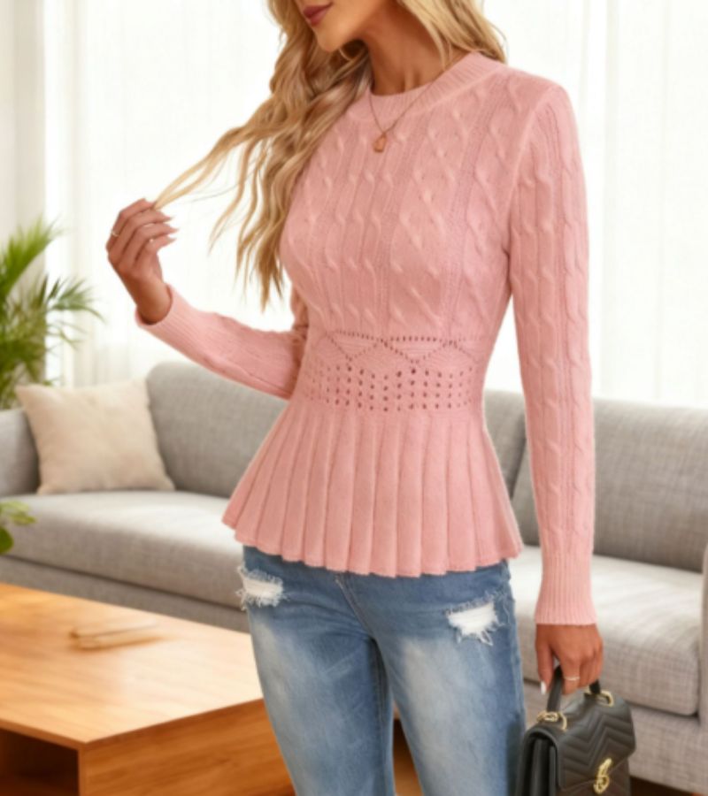 Ornella | Maglione a maglia spessa con orlo a peplum