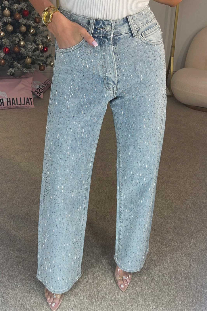 Sofia™ | Pantaloni cargo in denim a vita alta