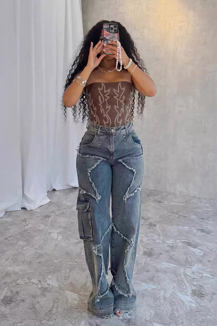 Sofia™ | Jeans Dritti con Eleganti Dettagli in Strass