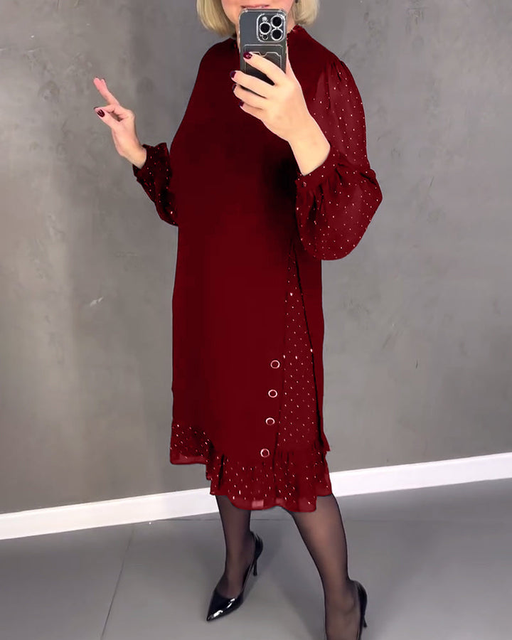 ELIANA | Abito Elegante con Maniche Trasparenti e Taglio Lusinghiero per Occasioni Autunnali