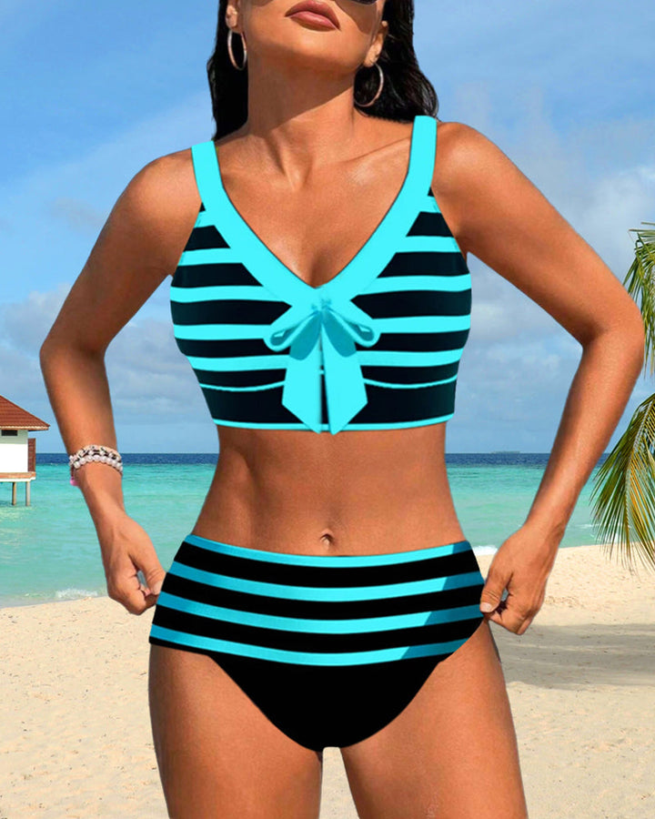 Elena™ | Costume da Bagno a Righe a vita alta