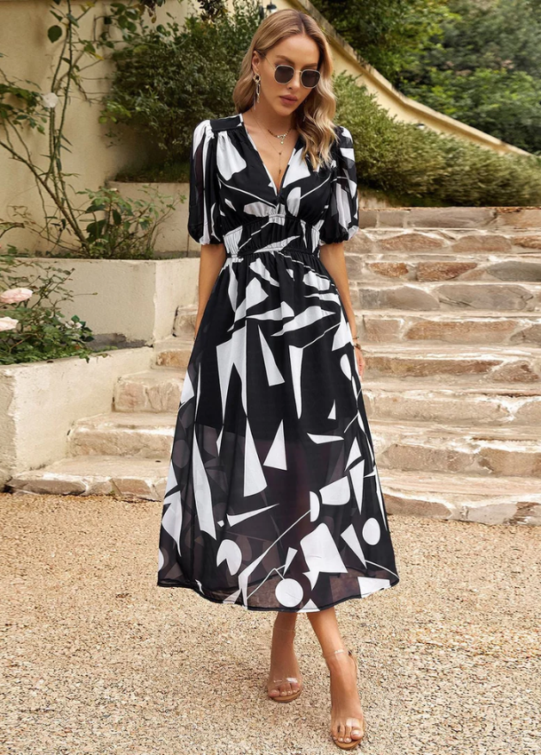 Elina - Vestito Midi Floreale Che Slancia
