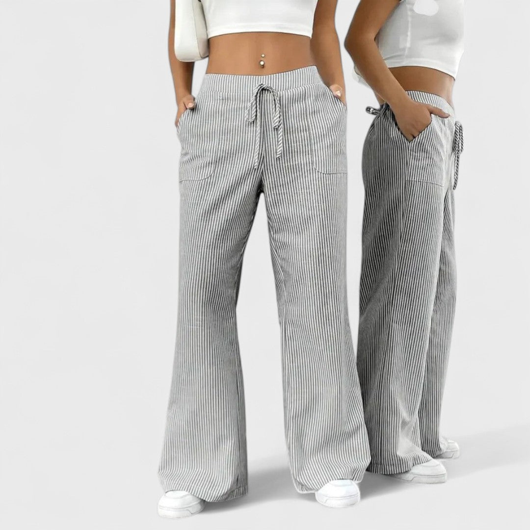 Dominique - Comodi pantaloni larghi con dettagli eleganti