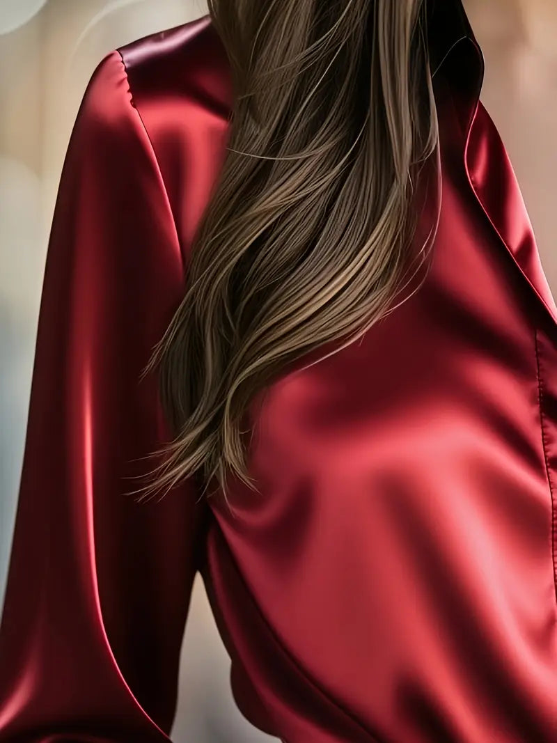 Zillah - Elegante Camicia di Raso con Contrasto per Andare al Lavoro