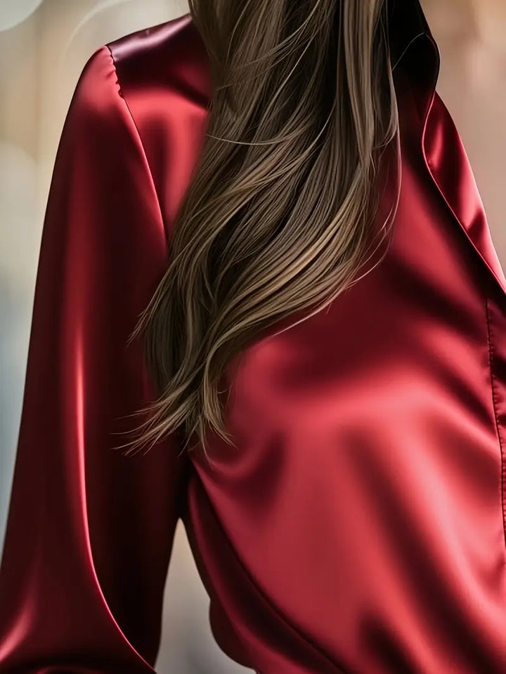 Zillah - Elegante Camicia di Raso con Contrasto per Andare al Lavoro