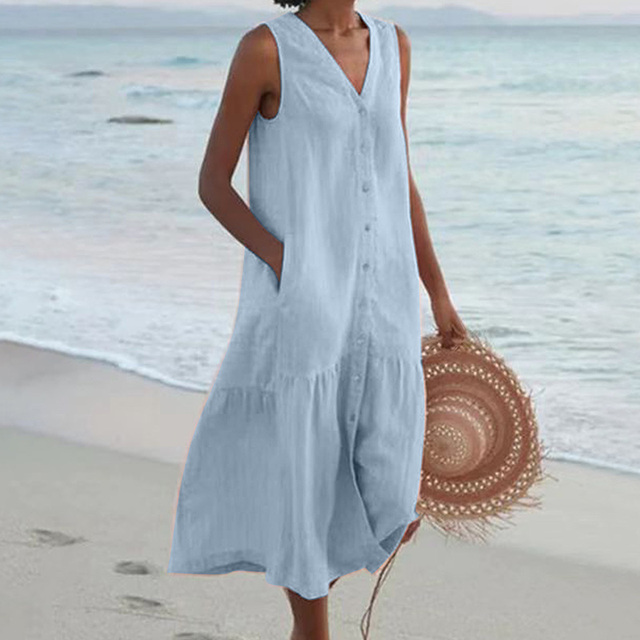 Celeste - Vestito con Scollatura a V