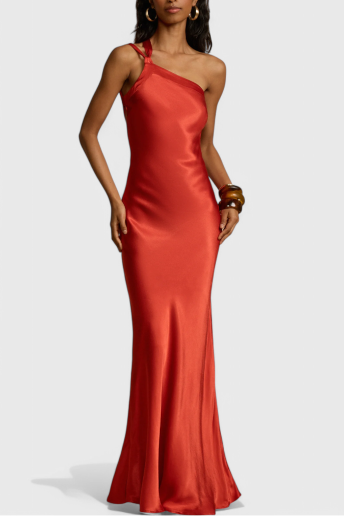 Lucra Vestito Maxi con Spalline Diagonali e Schiena Scoperta