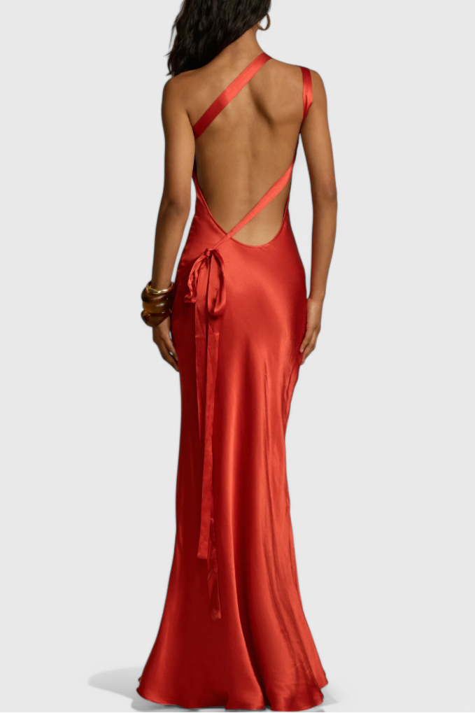 Lucra Vestito Maxi con Spalline Diagonali e Schiena Scoperta