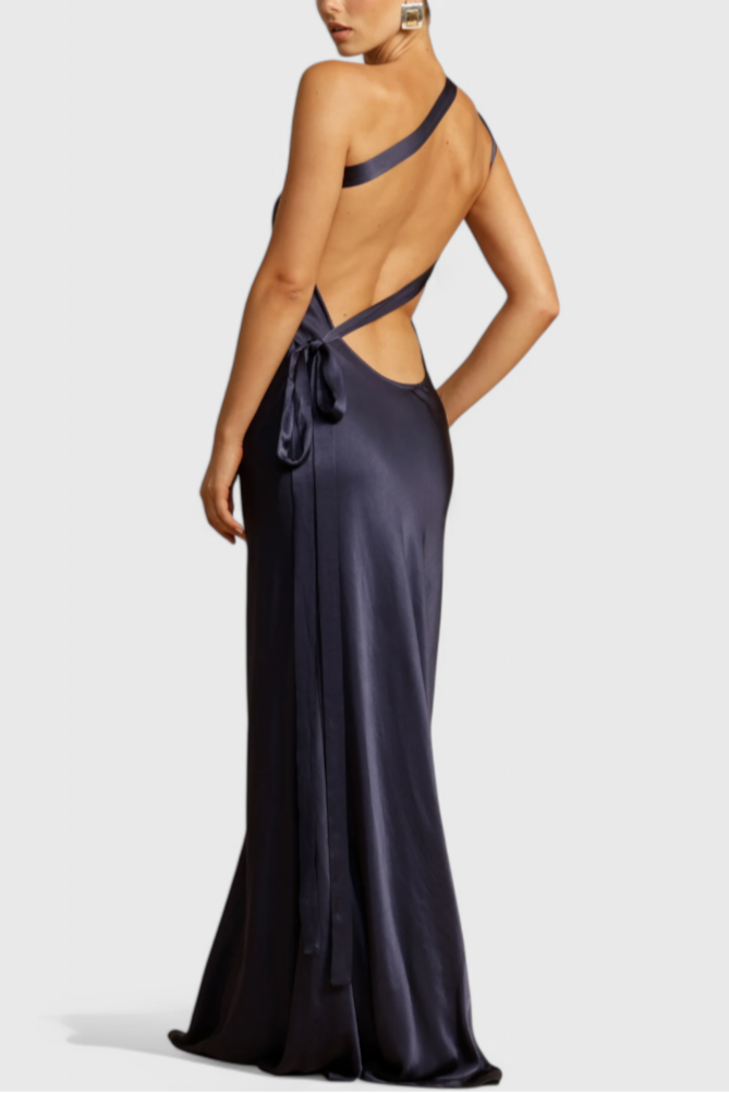Lucra Vestito Maxi con Spalline Diagonali e Schiena Scoperta