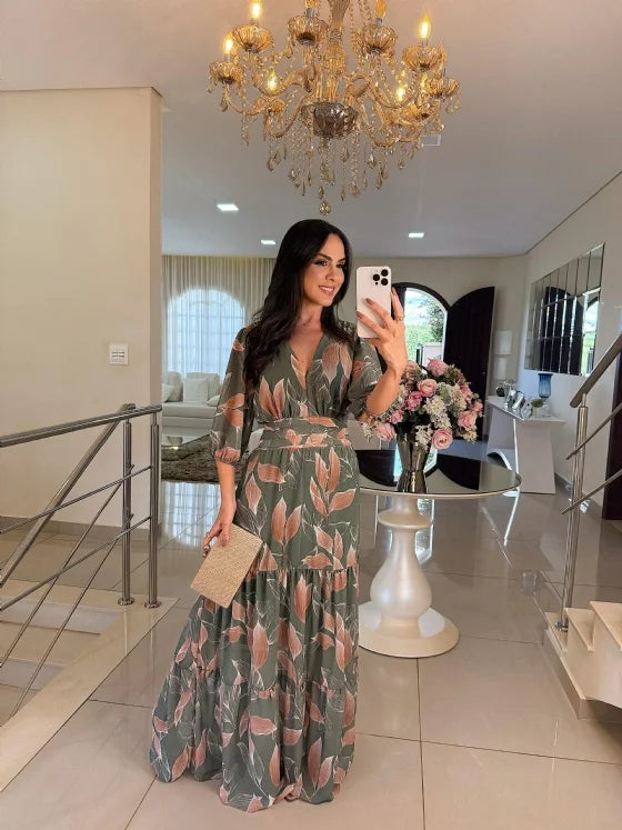 CLAUDIA | Abito Lungo Floreale con Vestibilità Comoda per Giornate Eleganti
