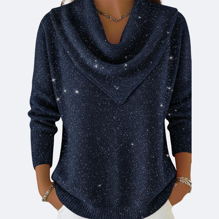 AURORA - Maglione Brillante Con Collo Drappeggiato