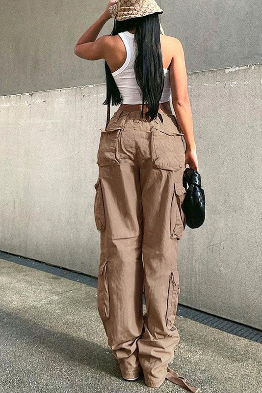 Sofia™ | Pantaloni cargo in denim a vita alta