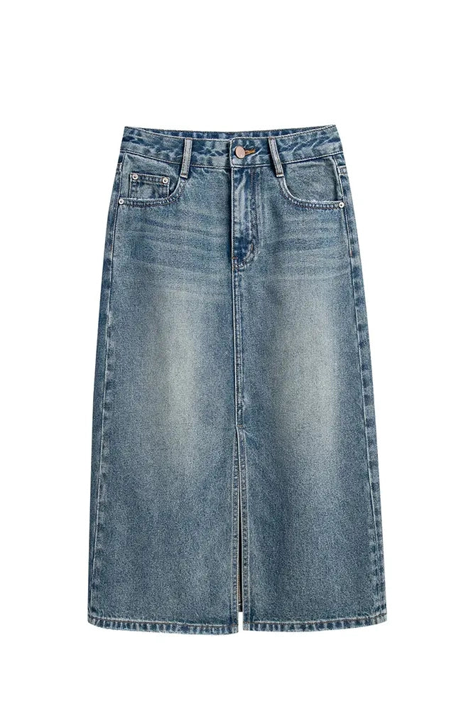 Sofia™ | Gonna in denim a vita alta con spacco