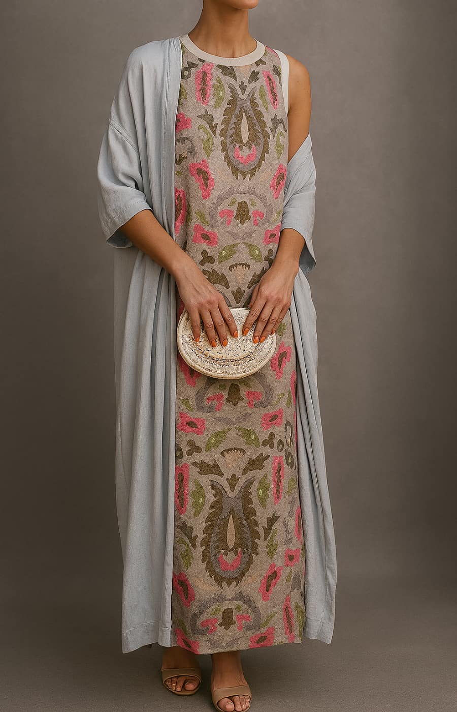 RAFFAELLA | Abito Lungo Elegante con Stola Coordinata e Linea Raffinata per Eventi Speciali