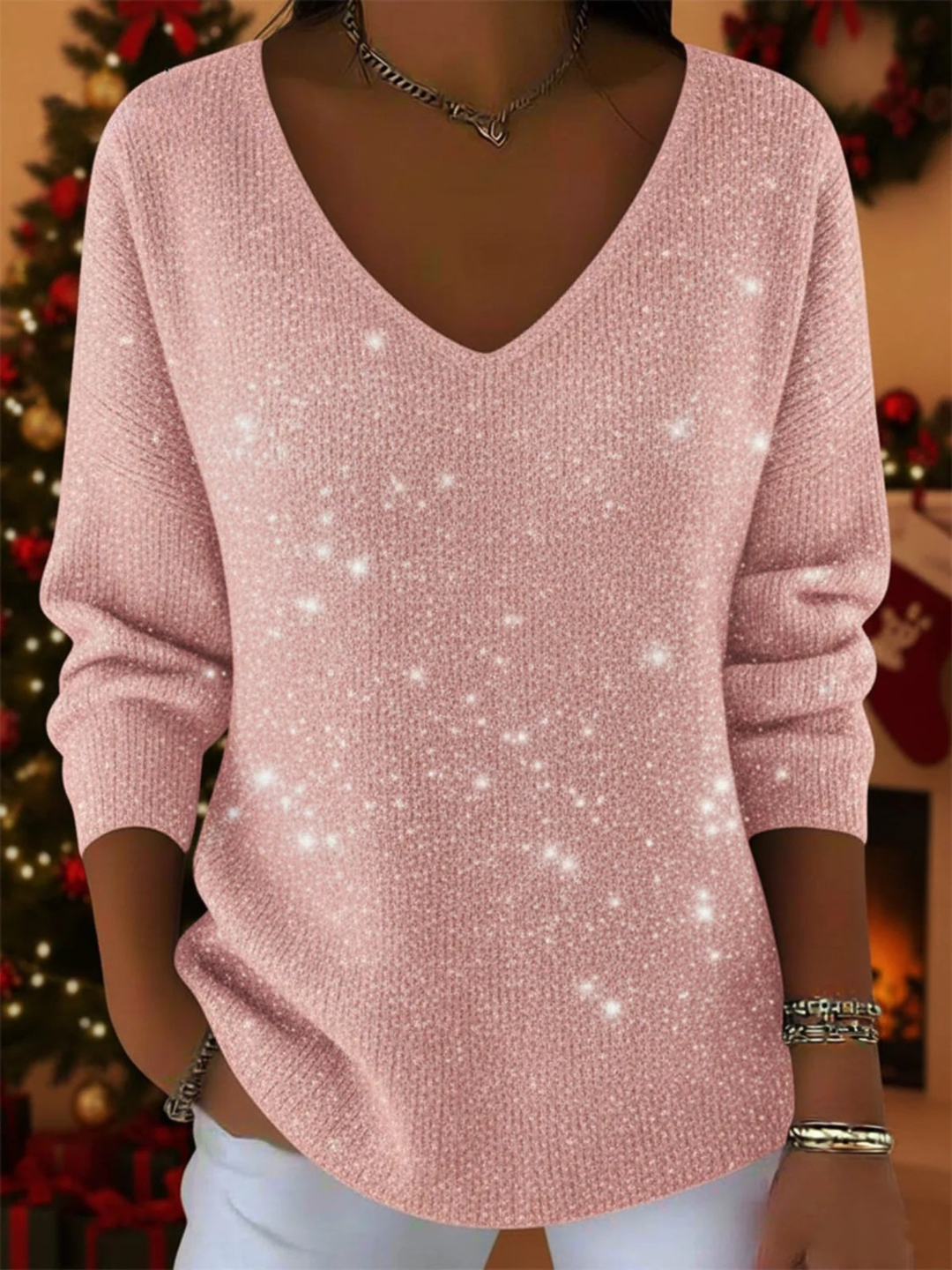 Giulia - Elegante Maglione V-Neck con Glitter