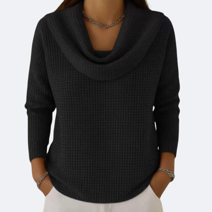 LIVIA - Maglione Collo Morbido Termico Effetto Waffle