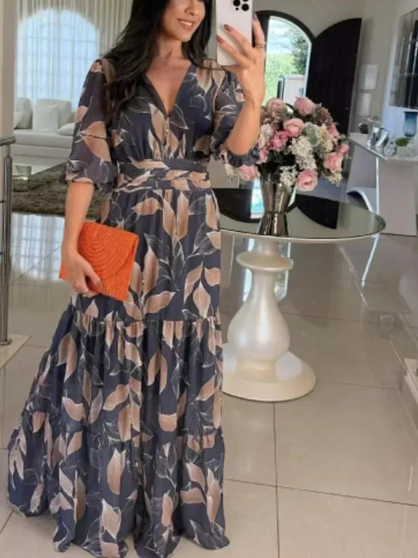 CLAUDIA | Abito Lungo Floreale con Vestibilità Comoda per Giornate Eleganti
