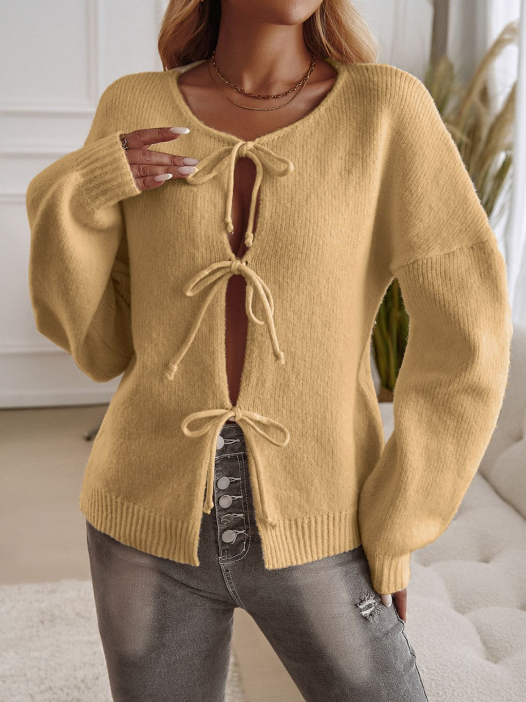 Sofia™ | Cardigan girocollo annodato Allegra-Vita