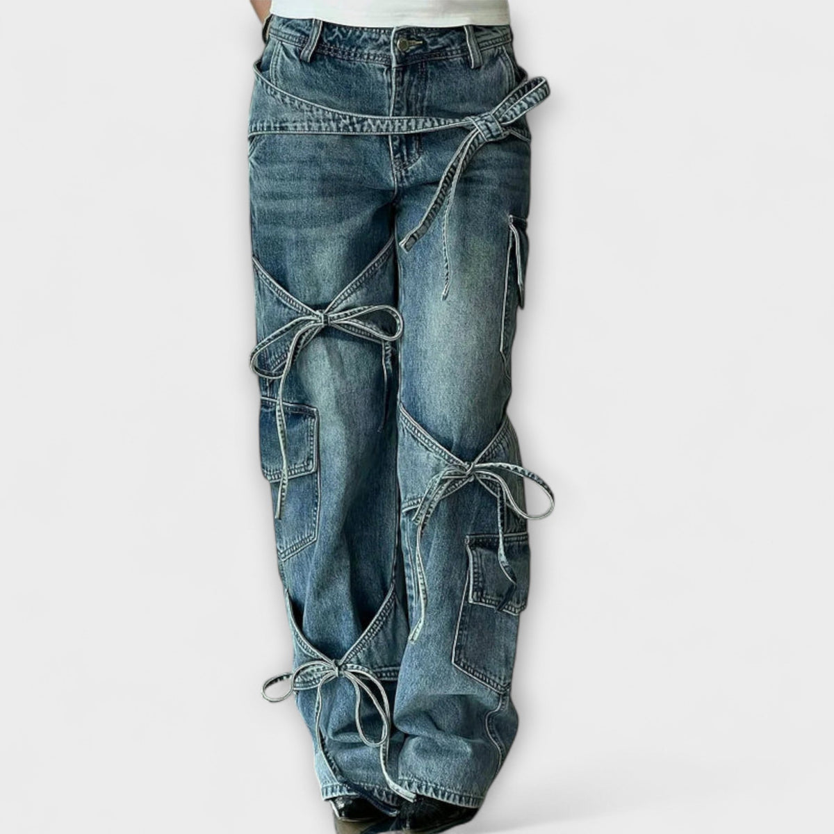 Paloma - Jeans in Denim Utility con Dettaglio a Nodo