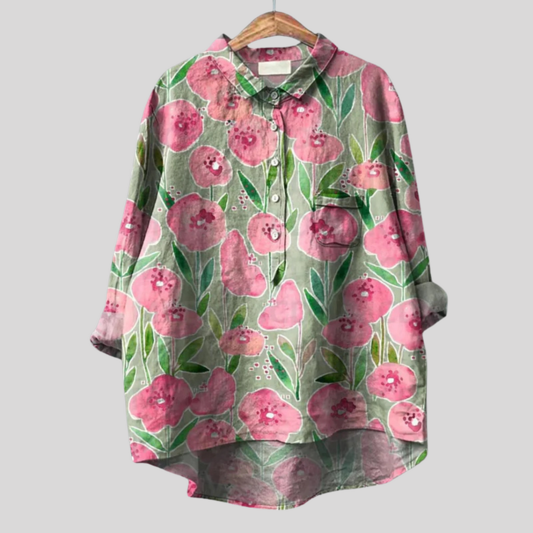 Luiza - Camicia Floreale Realizzata a Mano