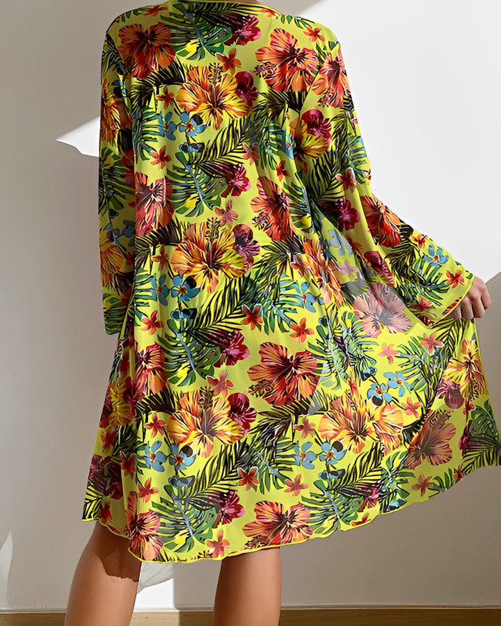 Flora | Set Bikini con Stampa Tropicale e Copricostume