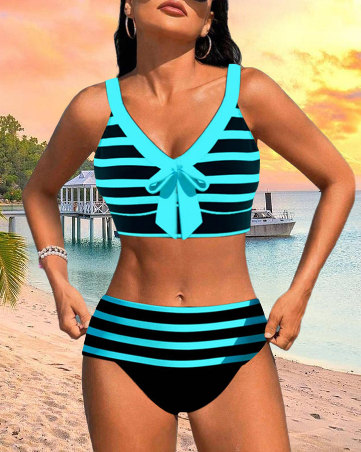 Elena™ | Costume da Bagno a Righe a vita alta