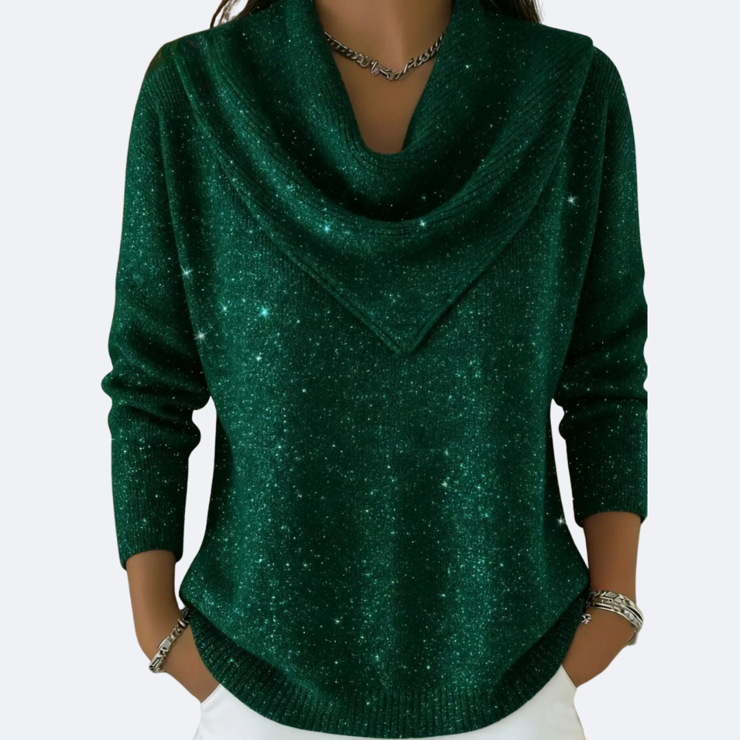 AURORA - Maglione Brillante Con Collo Drappeggiato